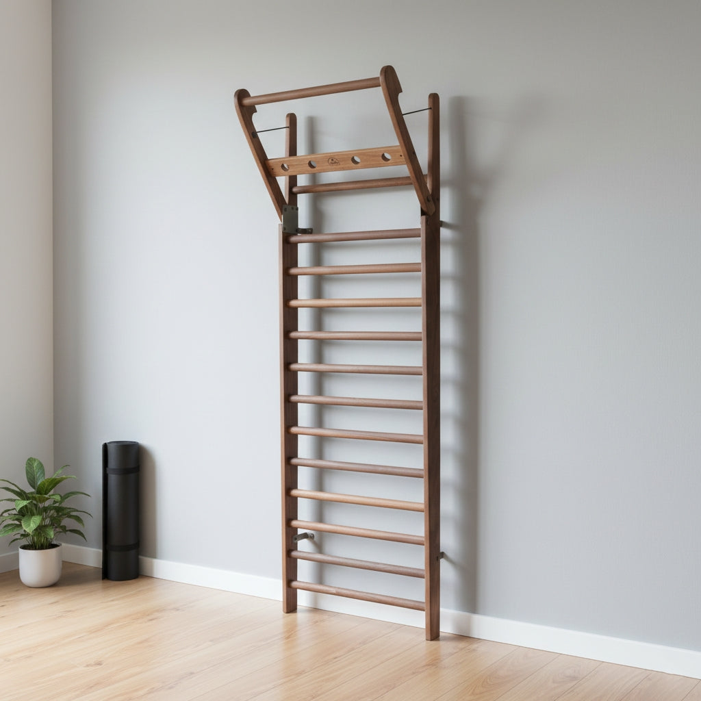 NOHrD Walnut Solid Wood WallBars - Premium Walnut Swedish Fitness Ladder - 10 Bars — view 8