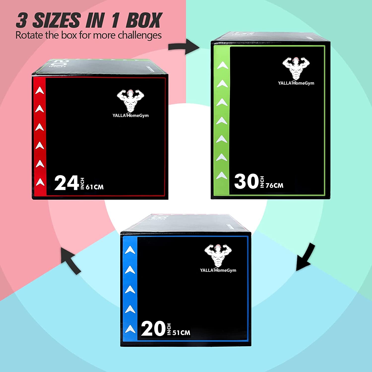 YALLA HomeGym 3 in 1 Soft Plyo Box, (30” x 24” x 20”)