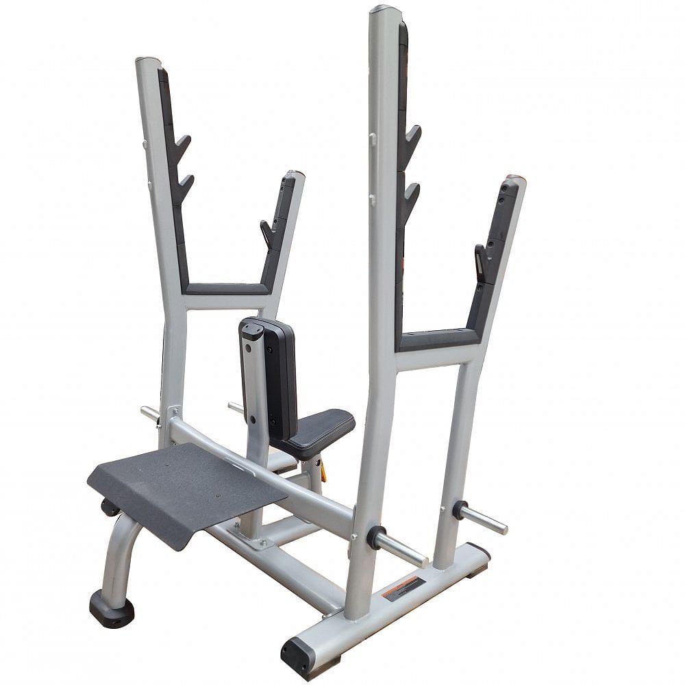 Precor DBR0507 Discovery Series Olympic Shoulder Press Bench - Gloss Metallic Silver — view 3