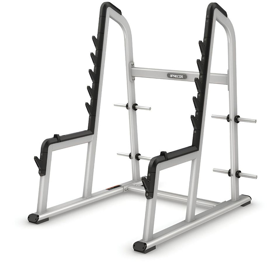 Precor DBR0608 Discovery Series Olympic Squat Rack - Gloss Metallic Silver