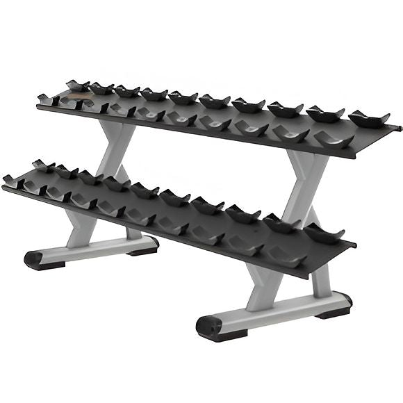 Precor DBR0812 Discovery Series 2-Tier, 10-Pair Dumbbell Rack - Gloss Metallic Silver