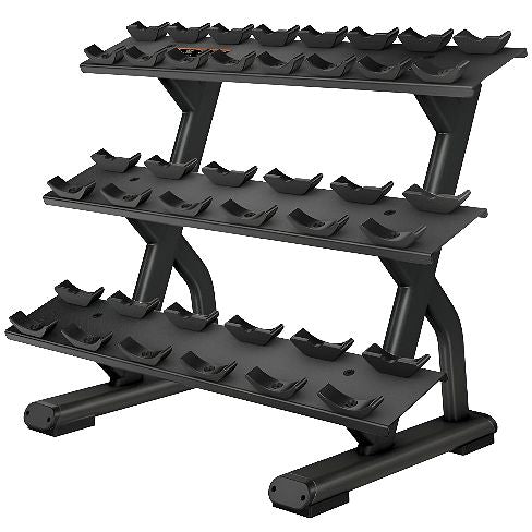 Precor DBR0814 Discovery Series 3-Tier, 10 Pair Dumbbell Rack - Black Pearl