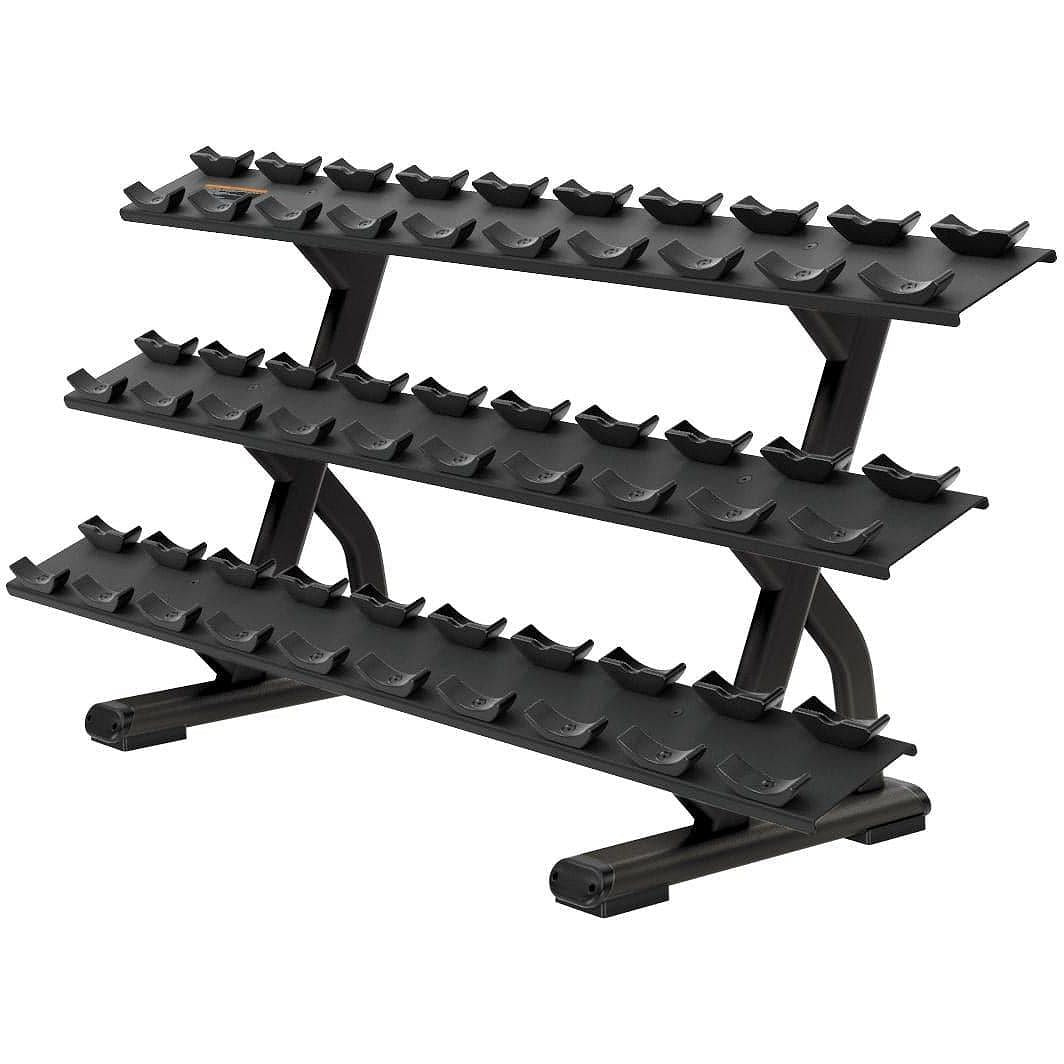 Precor DBR0815 Discovery Series 3-Tier, 15 Pair Dumbbell Rack - Black Pearl