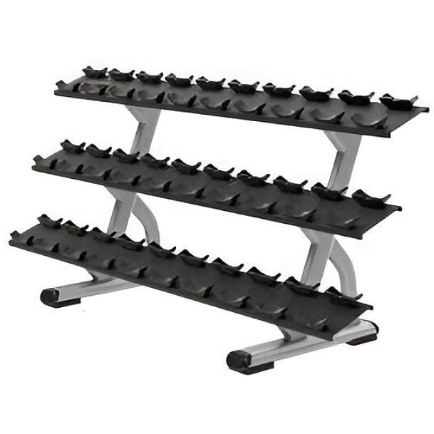Precor DBR0815 Discovery Series 3-Tier, 15 Pair Dumbbell Rack - Gloss Metallic Silver