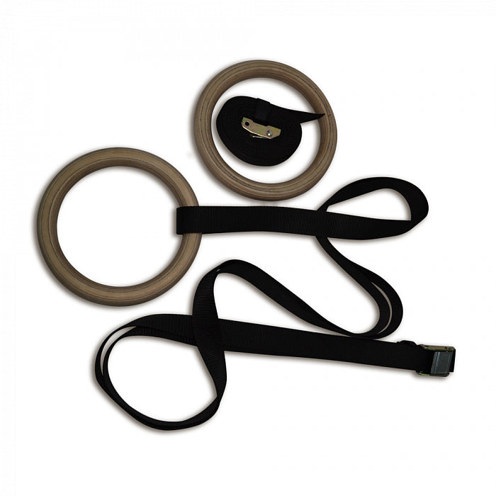 Wooden rings Inter Atletika MD1364-F (pair, ring: 23cm*2,8cm, band: 2,5cm*4,6 m)